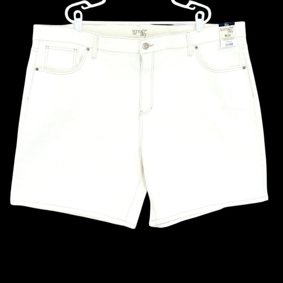 NWT Terra & Sky Women's Stretch High Rise White Bermuda Shorts Plus Size 26W - Picture 1 of 11